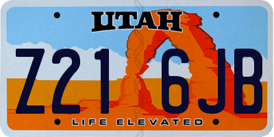 UT license plate Z216JB