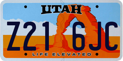 UT license plate Z216JC