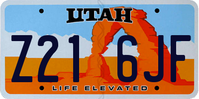 UT license plate Z216JF