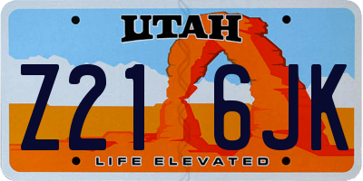 UT license plate Z216JK