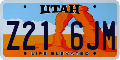 UT license plate Z216JM