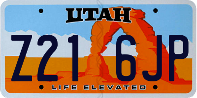 UT license plate Z216JP