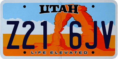 UT license plate Z216JV