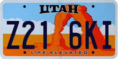 UT license plate Z216KI