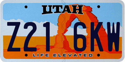 UT license plate Z216KW