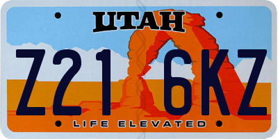 UT license plate Z216KZ