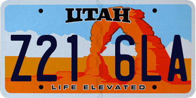 UT license plate Z216LA