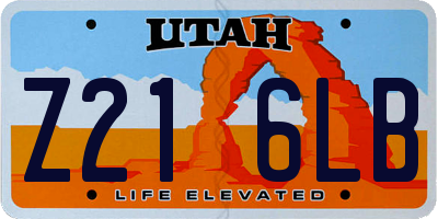 UT license plate Z216LB