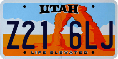 UT license plate Z216LJ