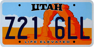 UT license plate Z216LL