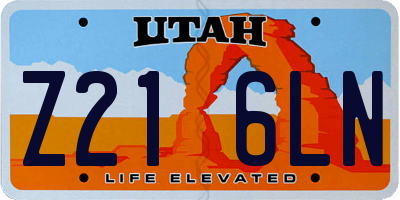 UT license plate Z216LN
