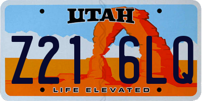 UT license plate Z216LQ