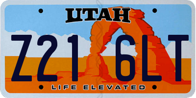 UT license plate Z216LT
