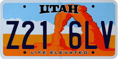 UT license plate Z216LV