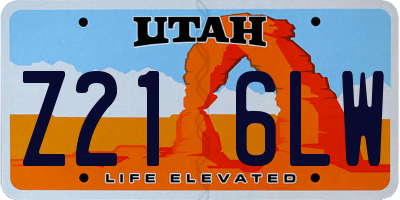 UT license plate Z216LW