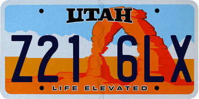 UT license plate Z216LX
