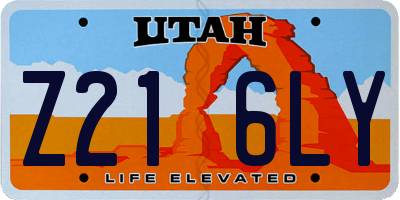 UT license plate Z216LY