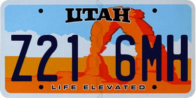 UT license plate Z216MH
