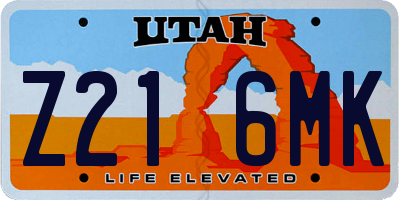 UT license plate Z216MK