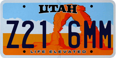 UT license plate Z216MM