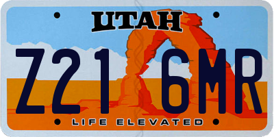 UT license plate Z216MR