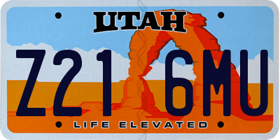 UT license plate Z216MU