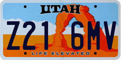 UT license plate Z216MV