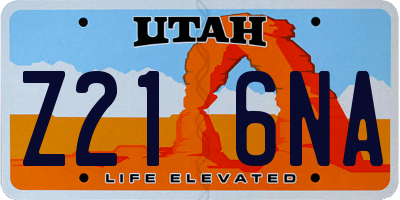 UT license plate Z216NA