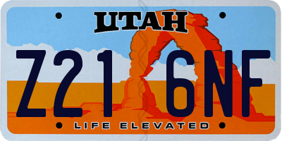 UT license plate Z216NF