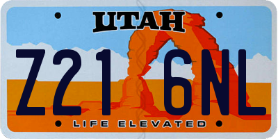 UT license plate Z216NL