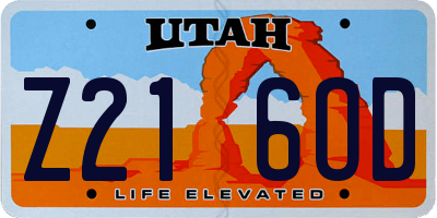 UT license plate Z216OD