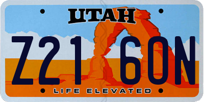 UT license plate Z216ON