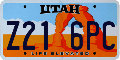 UT license plate Z216PC