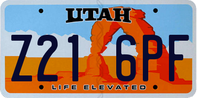 UT license plate Z216PF