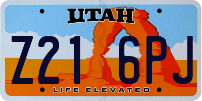 UT license plate Z216PJ
