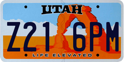 UT license plate Z216PM