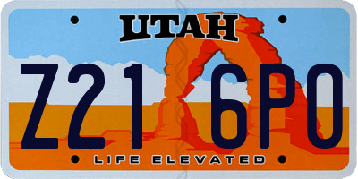 UT license plate Z216PO