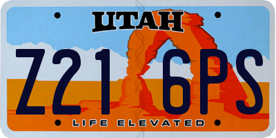 UT license plate Z216PS