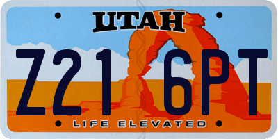 UT license plate Z216PT