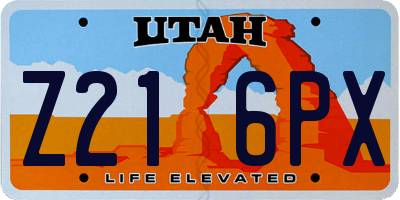 UT license plate Z216PX