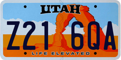 UT license plate Z216QA