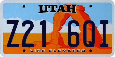 UT license plate Z216QI