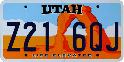UT license plate Z216QJ