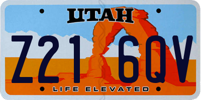 UT license plate Z216QV