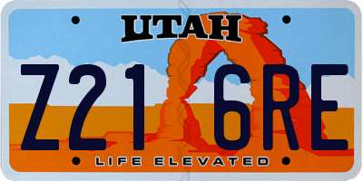 UT license plate Z216RE