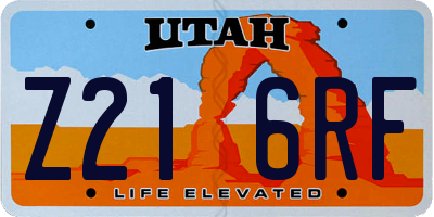 UT license plate Z216RF