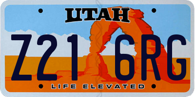 UT license plate Z216RG