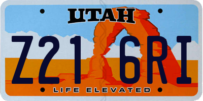 UT license plate Z216RI