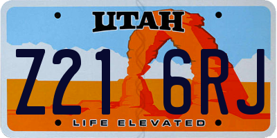 UT license plate Z216RJ