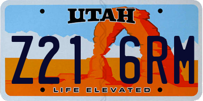 UT license plate Z216RM